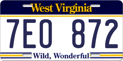 WV license plate 7EO872