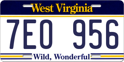 WV license plate 7EO956