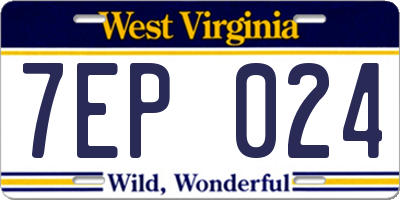 WV license plate 7EP024