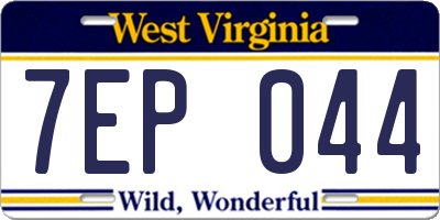 WV license plate 7EP044