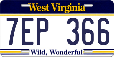 WV license plate 7EP366