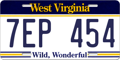 WV license plate 7EP454