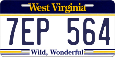WV license plate 7EP564