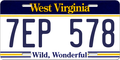 WV license plate 7EP578