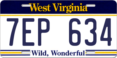 WV license plate 7EP634