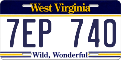 WV license plate 7EP740