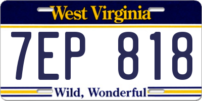 WV license plate 7EP818