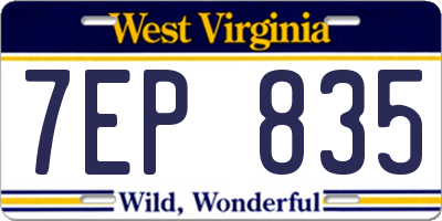 WV license plate 7EP835