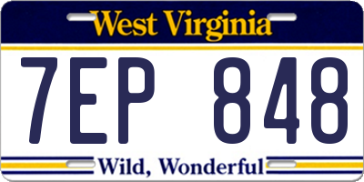 WV license plate 7EP848
