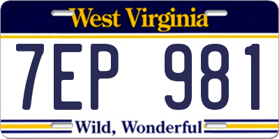 WV license plate 7EP981