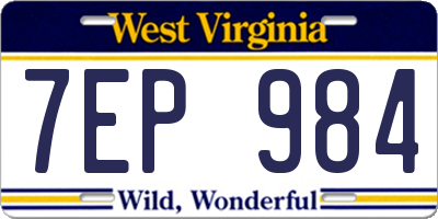 WV license plate 7EP984