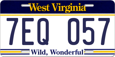 WV license plate 7EQ057