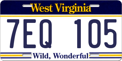 WV license plate 7EQ105