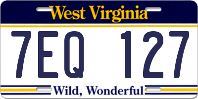 WV license plate 7EQ127