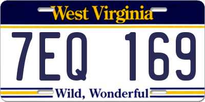 WV license plate 7EQ169