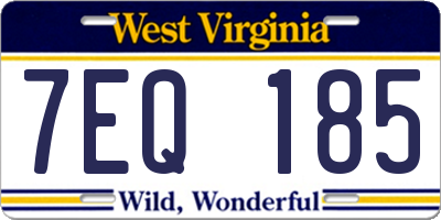 WV license plate 7EQ185