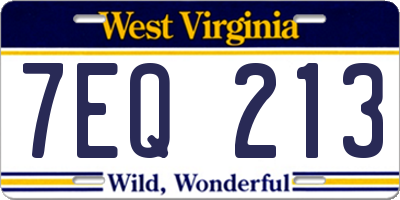 WV license plate 7EQ213