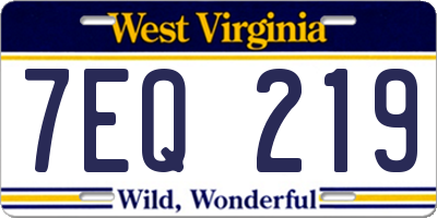 WV license plate 7EQ219
