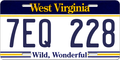 WV license plate 7EQ228
