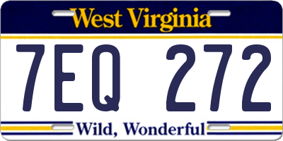 WV license plate 7EQ272