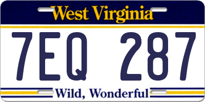 WV license plate 7EQ287