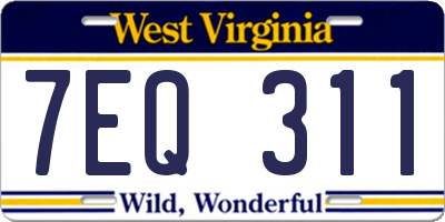 WV license plate 7EQ311
