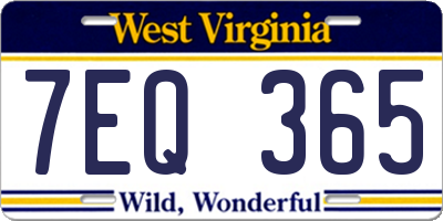WV license plate 7EQ365