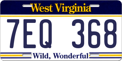 WV license plate 7EQ368