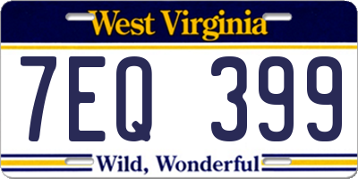 WV license plate 7EQ399
