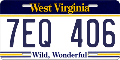 WV license plate 7EQ406