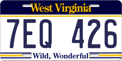 WV license plate 7EQ426