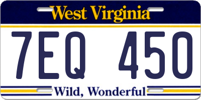 WV license plate 7EQ450