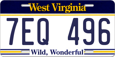 WV license plate 7EQ496