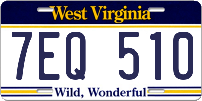 WV license plate 7EQ510