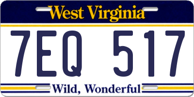 WV license plate 7EQ517