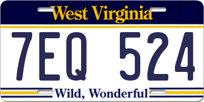 WV license plate 7EQ524