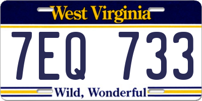 WV license plate 7EQ733