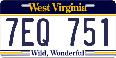 WV license plate 7EQ751