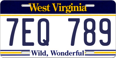 WV license plate 7EQ789