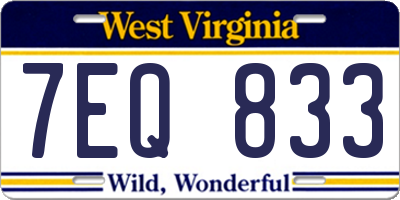 WV license plate 7EQ833
