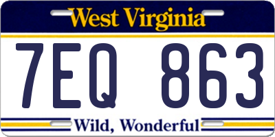 WV license plate 7EQ863