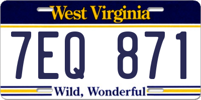 WV license plate 7EQ871