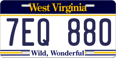 WV license plate 7EQ880