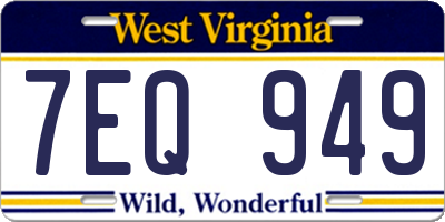WV license plate 7EQ949