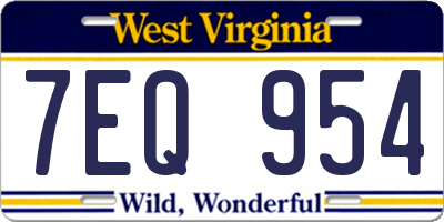WV license plate 7EQ954