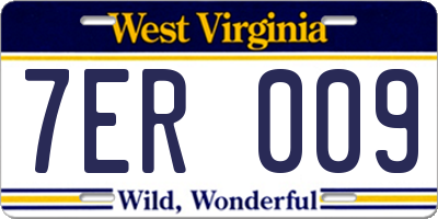 WV license plate 7ER009