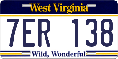 WV license plate 7ER138
