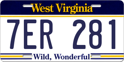WV license plate 7ER281