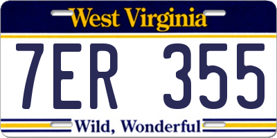 WV license plate 7ER355