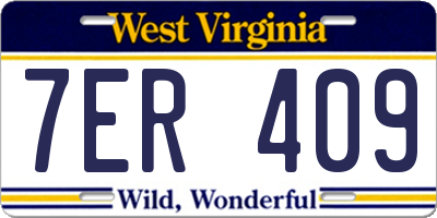 WV license plate 7ER409